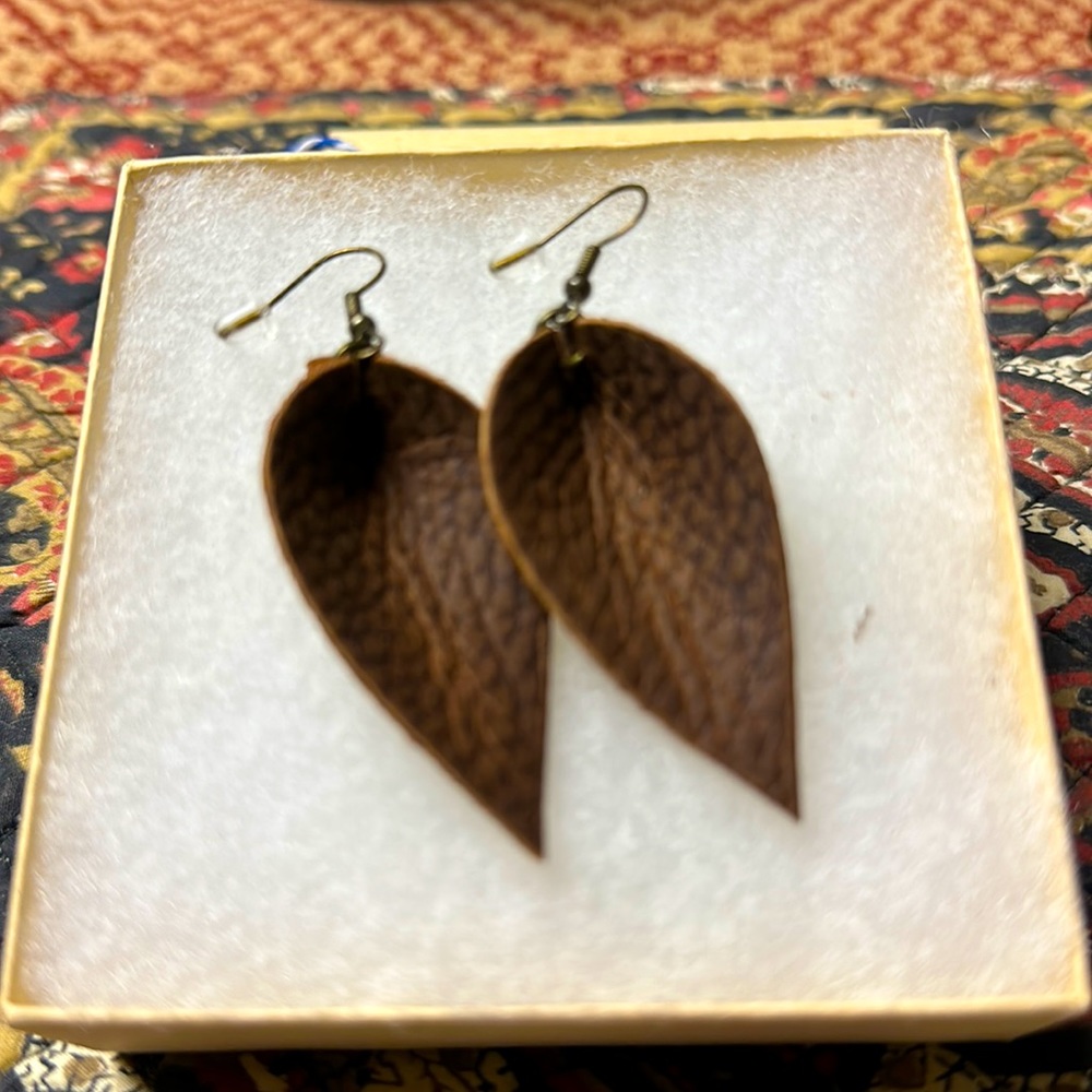 Leather Leaf Earrings